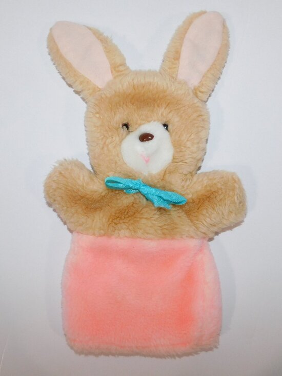Animal Fair Other - Vintage 70s Animal Fair Brown Pink Bunny Rabbit Plush hand Puppet 11"